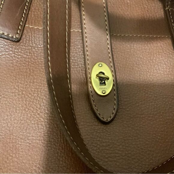 FOSSIL Austin Tote BROWN Rugged Leather Tote Vintage Large Handbag Shoulder Bag - Picture 9 of 11